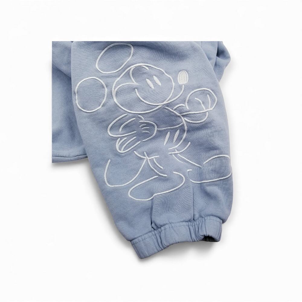 MICKEY MOUSE Disney Joggers Pants Embroidered Mouse Drawstring Baby Blue - XXL